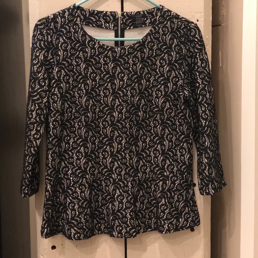 J. Crew lace peplum top. Lightly used.